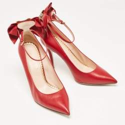Gucci Red Leather Queen Margaret Pumps Size 38