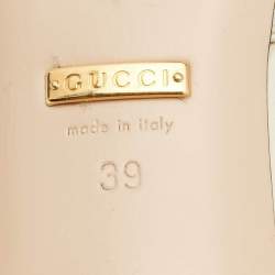 Pre Owned Gucci Off White Leather Zumi Logo Slide Sandals Size 39