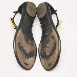 Gucci Black Suede Thong Flat Sandals Size 38.5
