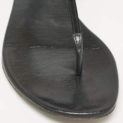 Gucci Black Suede Thong Flat Sandals Size 38.5