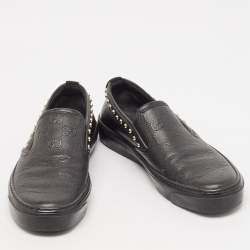 Gucci Black Leather Guccissima Slip On Sneakers Size 37
