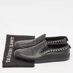 Gucci Black Leather Guccissima Slip On Sneakers Size 37