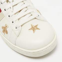 Gucci White Leather Star and Bee Embroidered Ace Sneakers Size 36