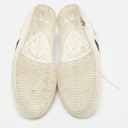 Gucci White Leather Star and Bee Embroidered Ace Sneakers Size 36