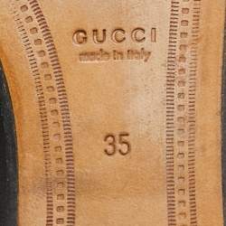 Gucci Black Leather Embroidered Star Bee Horsebit Loafers Size 35