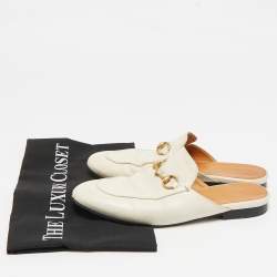 Gucci Cream Leather Princetown Mules Size 36