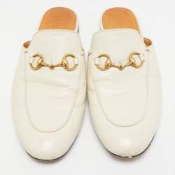 Gucci Cream Leather Princetown Mules Size 36