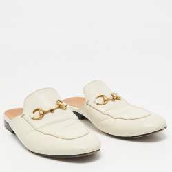 Gucci Cream Leather Princetown Mules Size 36
