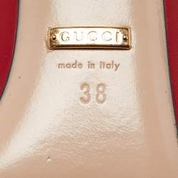 Gucci Red Leather Queen Margaret Bee Bow Pointed Toe Pumps Size 38