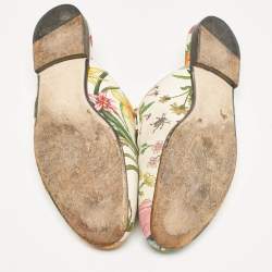 Pre Owned Gucci Multicolor Floral Canvas Princetown Horsebit Flat Mules Size 38