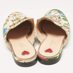 Pre Owned Gucci Multicolor Floral Canvas Princetown Horsebit Flat Mules Size 38