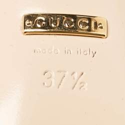 مملوكة مسبقًا Gucci Black Patent Leather Fringe Marmont GG Loafer Pumps Size 37.5