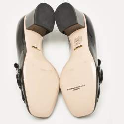 مملوكة مسبقًا Gucci Black Patent Leather Fringe Marmont GG Loafer Pumps Size 37.5