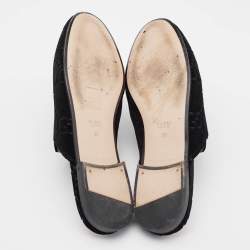 Pre Owned Gucci Black GG Velvet Princetown Horsebit Flat Mules Size 39