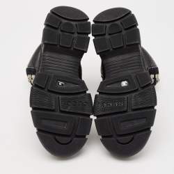 Gucci Black Leather Flashtrek Chunky Slip On Sneakers Size 39
