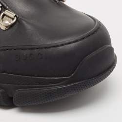 Gucci Black Leather Flashtrek Chunky Slip On Sneakers Size 39