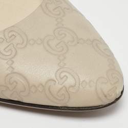 Pre Owned Gucci Cream Guccissima Leather Pumps Size 36.5