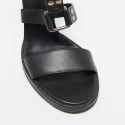 Gucci Black Leather Studded Gladiator Sandals Size 39