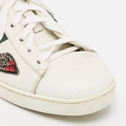 Gucci White Leather and Python Embossed Leather Ace Low Top Sneakers Size 38.5