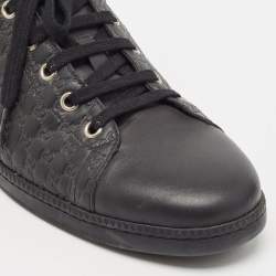 Gucci Black Microguccissima Leather Low Top Sneakers Size 40.5