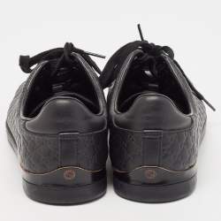 Gucci Black Microguccissima Leather Low Top Sneakers Size 40.5