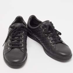 Gucci Black Microguccissima Leather Low Top Sneakers Size 40.5