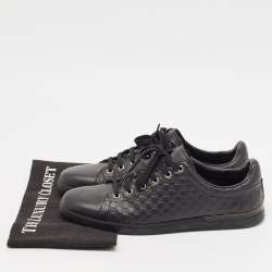Gucci Black Microguccissima Leather Low Top Sneakers Size 40.5