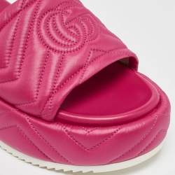 Pre Owned Gucci Pink Matelasse Nylon Angelina Slide Sandals Size 39