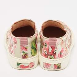Gucci Multicolor Blooms Print Leather Slip On Sneakers Size 36