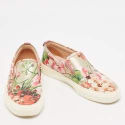 Gucci Multicolor Blooms Print Leather Slip On Sneakers Size 36