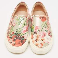 Gucci Multicolor Blooms Print Leather Slip On Sneakers Size 36