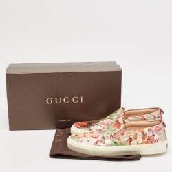 Gucci Multicolor Blooms Print Leather Slip On Sneakers Size 36