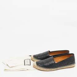 Pre Owned Gucci Black Microguccissima Leather Espadrille Flats Size 39