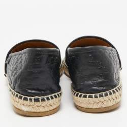 Pre Owned Gucci Black Microguccissima Leather Espadrille Flats Size 39