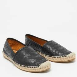 Pre Owned Gucci Black Microguccissima Leather Espadrille Flats Size 39