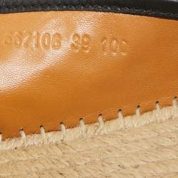 Pre Owned Gucci Black Microguccissima Leather Espadrille Flats Size 39