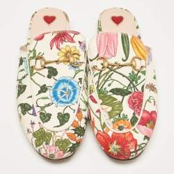 Gucci Multicolor Floral Canvas Princetown Horsebit Flat Mules Size 38.5