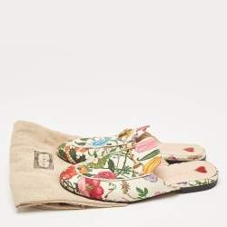 Gucci Multicolor Floral Canvas Princetown Horsebit Flat Mules Size 38.5
