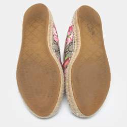 Gucci Beige Flora Print Coated Canvas and Leather Slip On Espadrilles Size 38