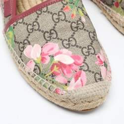 Gucci Beige Flora Print Coated Canvas and Leather Slip On Espadrilles Size 38