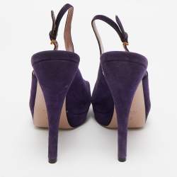 Gucci Purple Suede Slingback Peep Toe Pumps Size 39