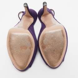 Gucci Purple Suede Slingback Peep Toe Pumps Size 39