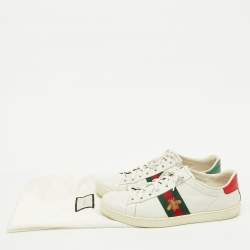 مملوكة مسبقًا Gucci White Leather Bee Embroidered Ace Sneakers Size 40