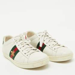 مملوكة مسبقًا Gucci White Leather Bee Embroidered Ace Sneakers Size 40