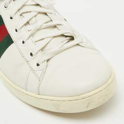 مملوكة مسبقًا Gucci White Leather Bee Embroidered Ace Sneakers Size 40