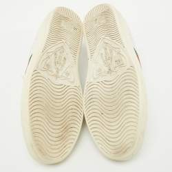 مملوكة مسبقًا Gucci White Leather Bee Embroidered Ace Sneakers Size 40