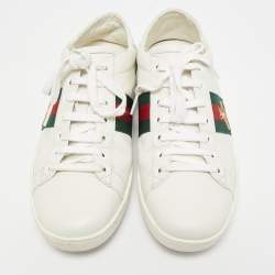 Gucci White Leather Ace Bee Embroidered Low Top Sneakers Size 39