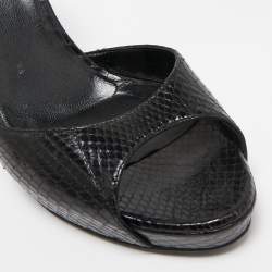 Pre Owned Gucci Black Python Leather Slide Sandals Size 38