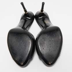 Pre Owned Gucci Black Python Leather Slide Sandals Size 38