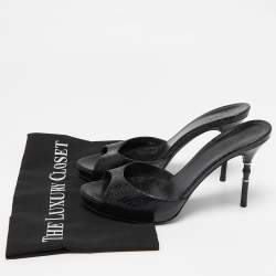 Pre Owned Gucci Black Python Leather Slide Sandals Size 38